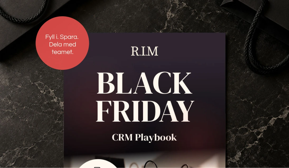 Omslaget till Black Friday CRM Playbook med texten Fyll i. Spara. Dela med teamet.